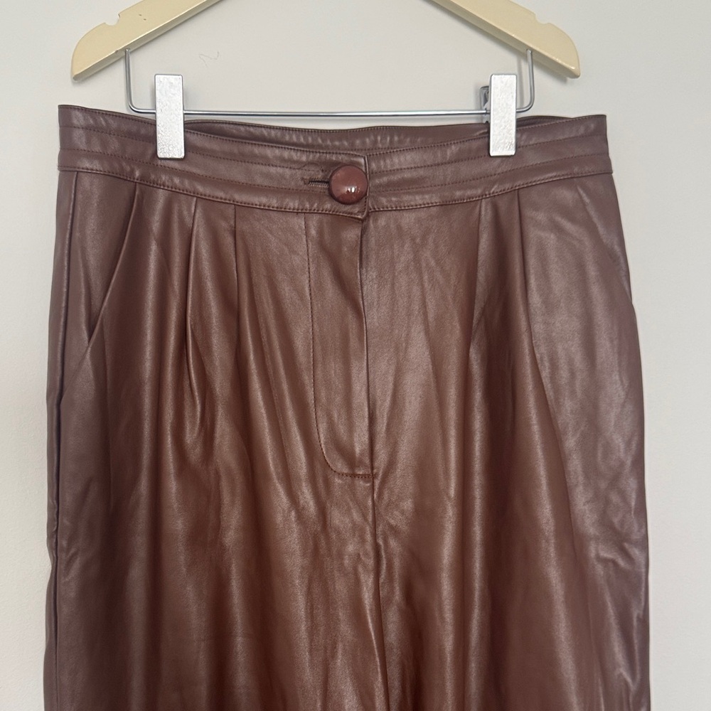 Brown Faux Leather Pants
